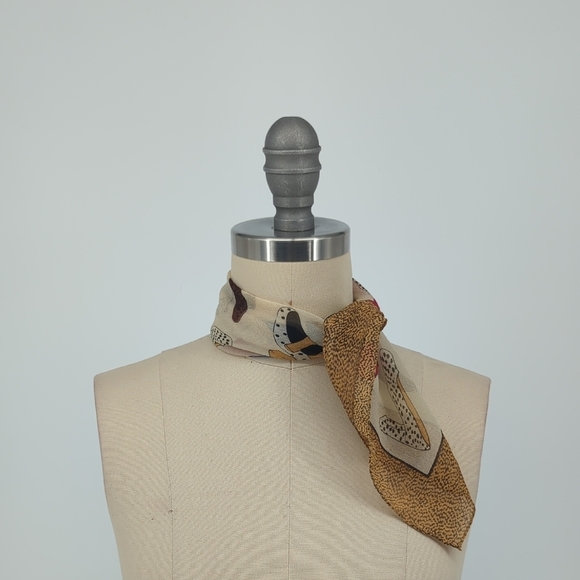 01512 Echo Shoes Animal Print Silk Square Scarf Tan cowgirl western rustic boho - Picture 3 of 7